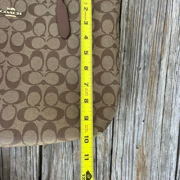 Coach Brown Coated Canvas Zip Top Tote Bag 4455 Leather - Picture 8 of 8